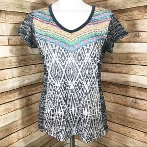 Prana gray multi colored short sleeve shirt